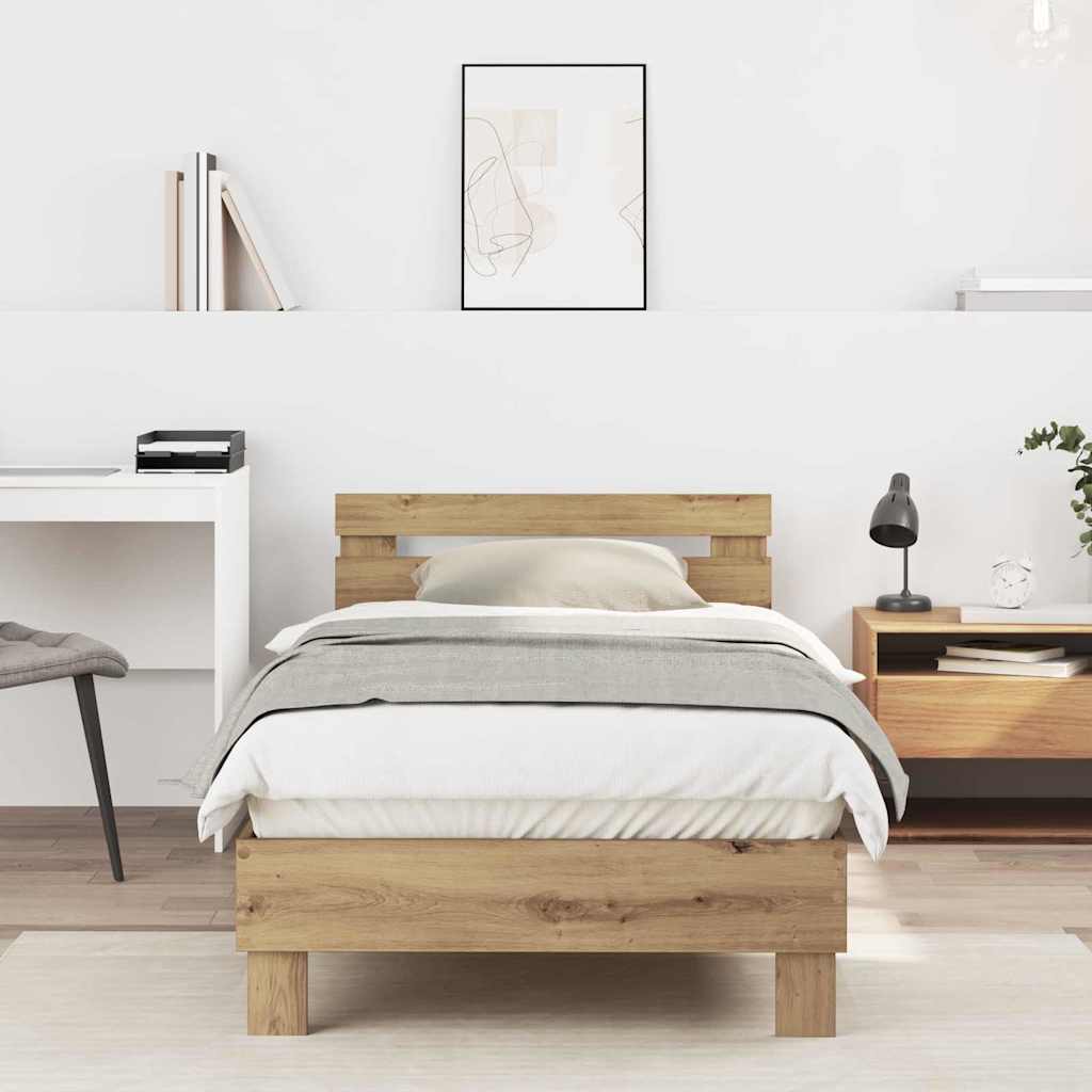 Rám Postele Artisanový Dub 203 X 95 X 70 Cm Kompozitní Dřevo