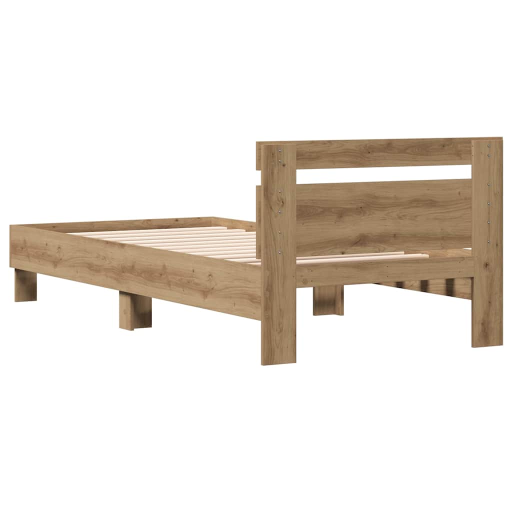 Rám Postele Artisanový Dub 203 X 95 X 70 Cm Kompozitní Dřevo