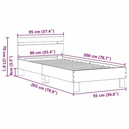 Rám Postele Černý Dub 203 X 95 X 70 Cm Kompozitní Dřevo