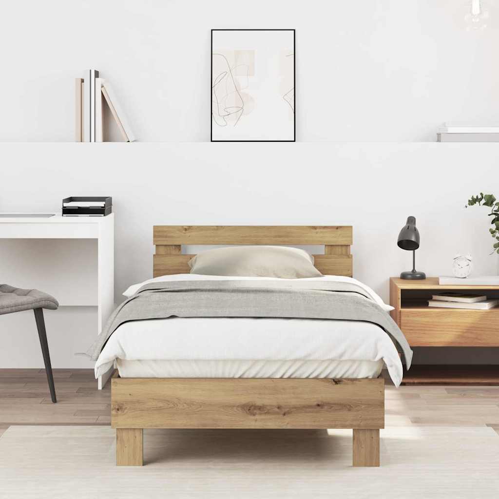 Rám Postele Artisanový Dub 193 X 95 X 88 Cm Kompozitní Dřevo