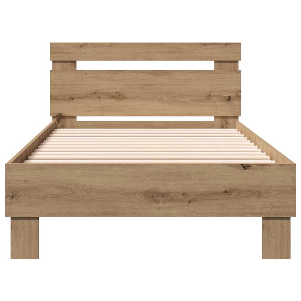 Rám Postele Artisanový Dub 193 X 95 X 88 Cm Kompozitní Dřevo