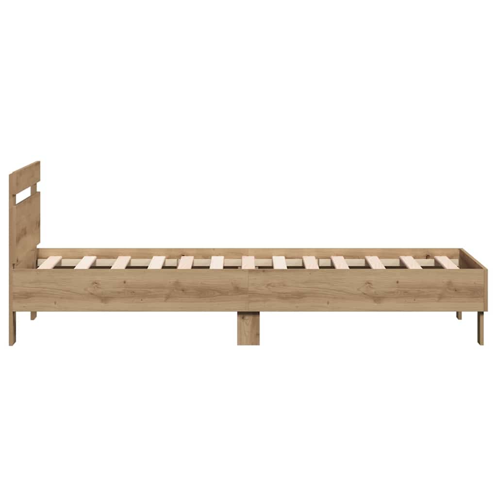 Rám Postele Artisanový Dub 193 X 95 X 88 Cm Kompozitní Dřevo