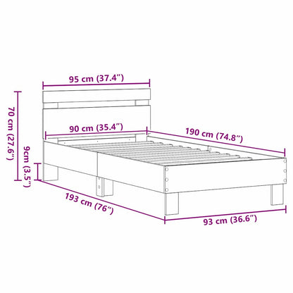 Rám Postele Artisanový Dub 193 X 95 X 88 Cm Kompozitní Dřevo