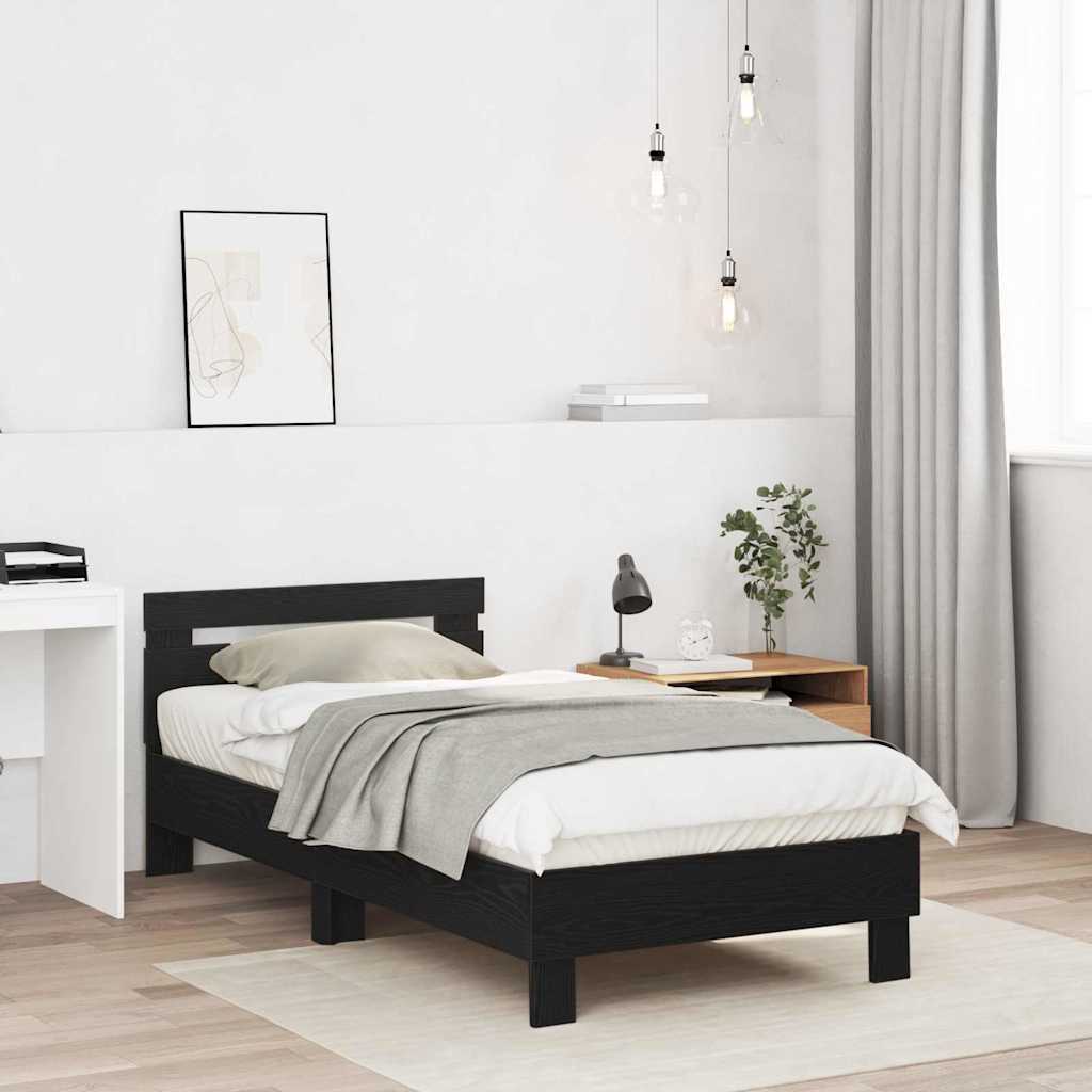 Rám Postele Černý Dub 193 X 95 X 88 Cm Kompozitní Dřevo