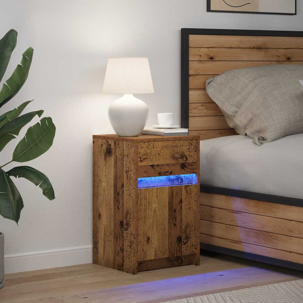 Led Noční Skříňka Staré Dřevo 38 X 34 X 61 Cm Kompozitní Dřevo