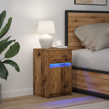 Led Noční Skříňka Staré Dřevo 38 X 34 X 61 Cm Kompozitní Dřevo