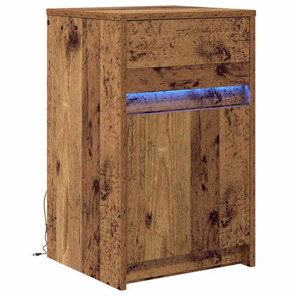 Led Noční Skříňka Staré Dřevo 38 X 34 X 61 Cm Kompozitní Dřevo