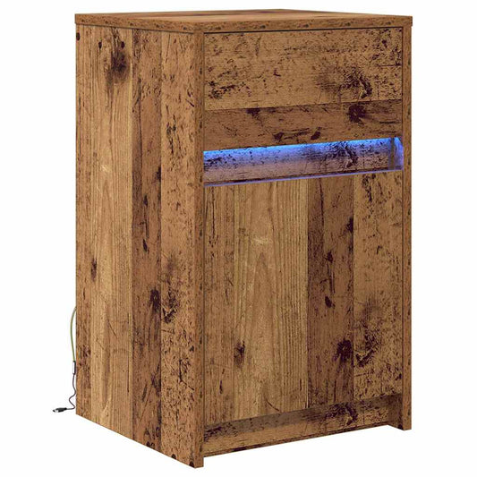 Led Noční Skříňka Staré Dřevo 38 X 34 X 61 Cm Kompozitní Dřevo