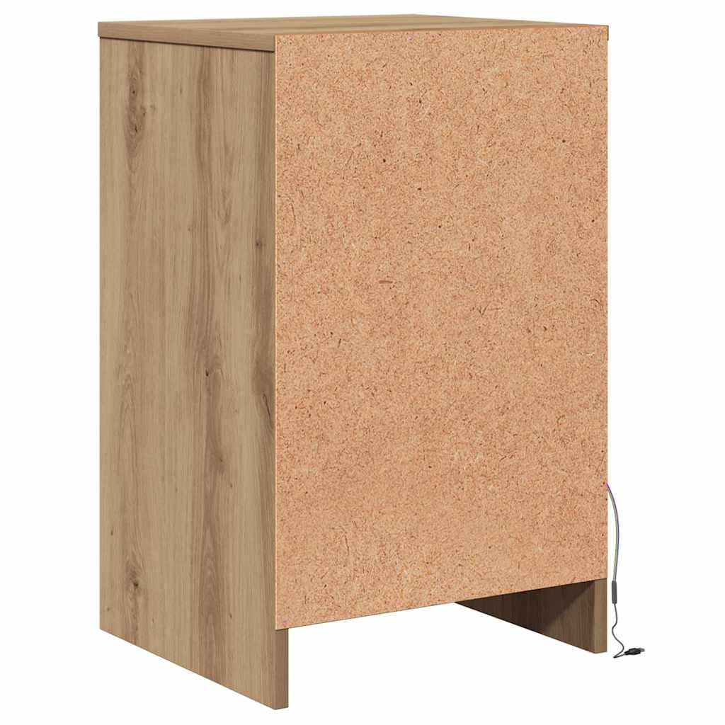 Led Noční Skříňka Dub Artisan 38 X 34 X 61 Cm Kompozitní Dřevo