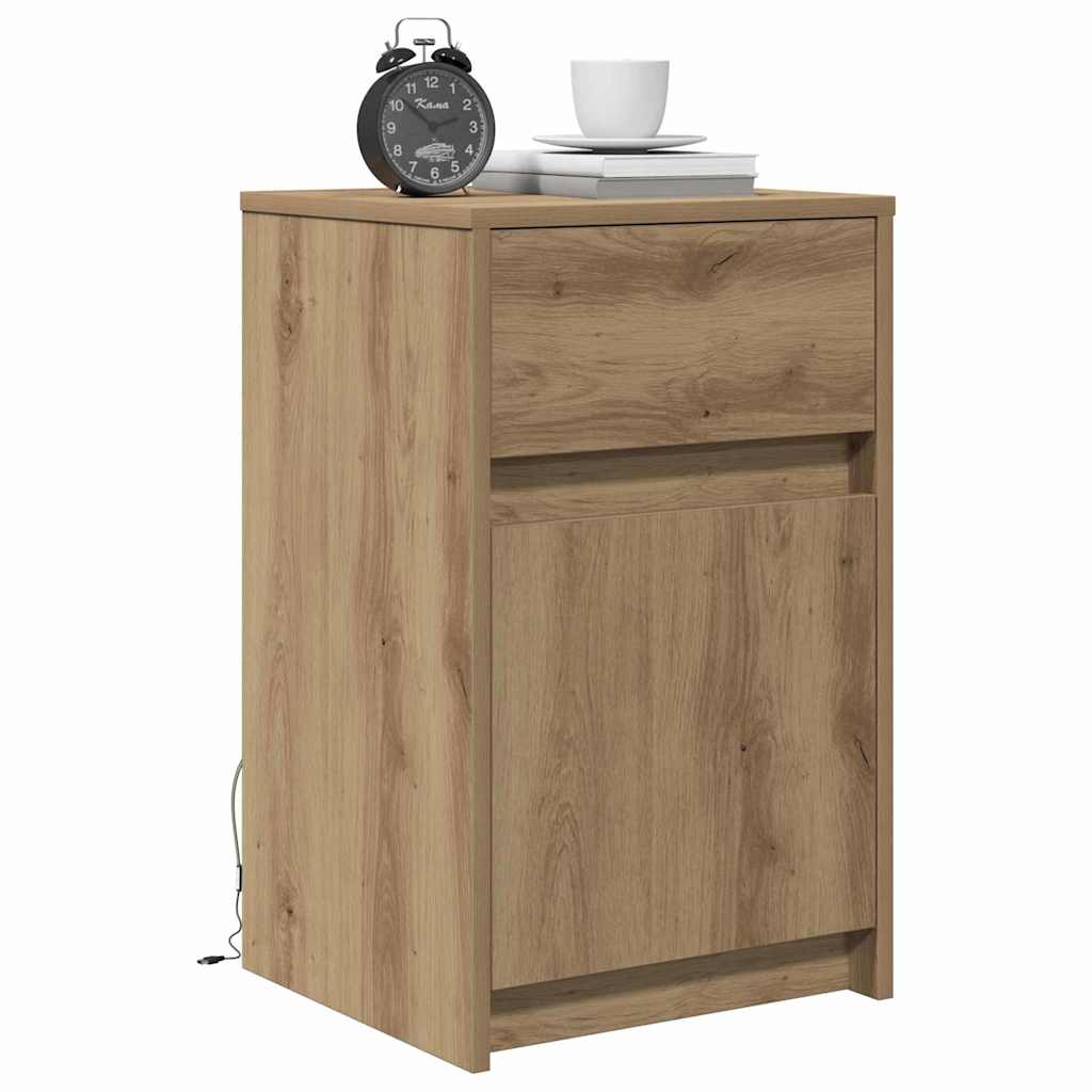 Led Noční Skříňka Dub Artisan 38 X 34 X 61 Cm Kompozitní Dřevo