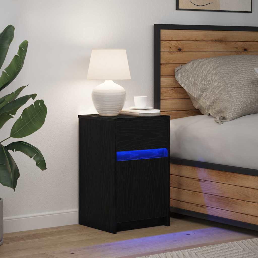 Led Noční Skříňka Černý Dub 38 X 34 X 61 Cm Kompozitní Dřevo