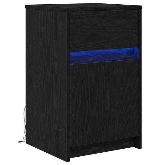 Led Noční Skříňka Černý Dub 38 X 34 X 61 Cm Kompozitní Dřevo