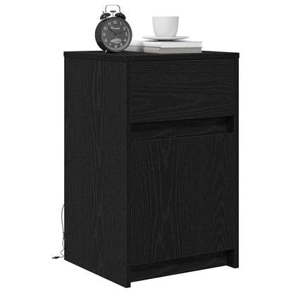 Led Noční Skříňka Černý Dub 38 X 34 X 61 Cm Kompozitní Dřevo