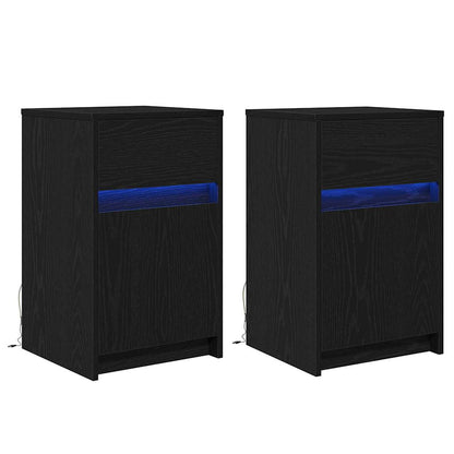 Led Noční Skříňka 2 Ks Černý Dub 38 X 34 X 61 Cm