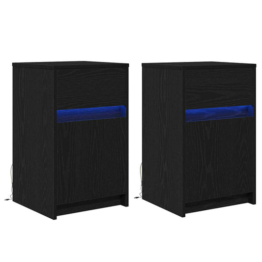 Led Noční Skříňka 2 Ks Černý Dub 38 X 34 X 61 Cm
