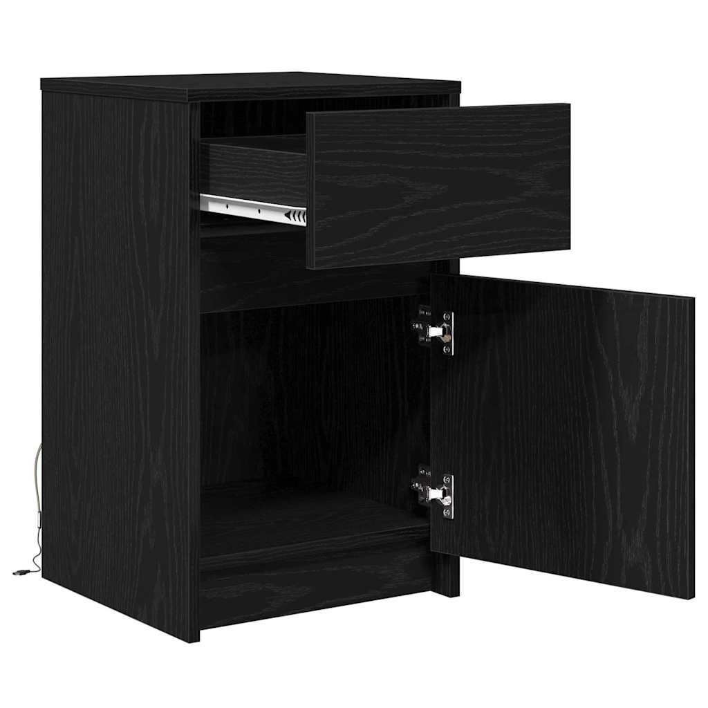 Led Noční Skříňka 2 Ks Černý Dub 38 X 34 X 61 Cm