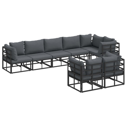 Sada Zahradních Pohovek 8 Ks Černá Hliník