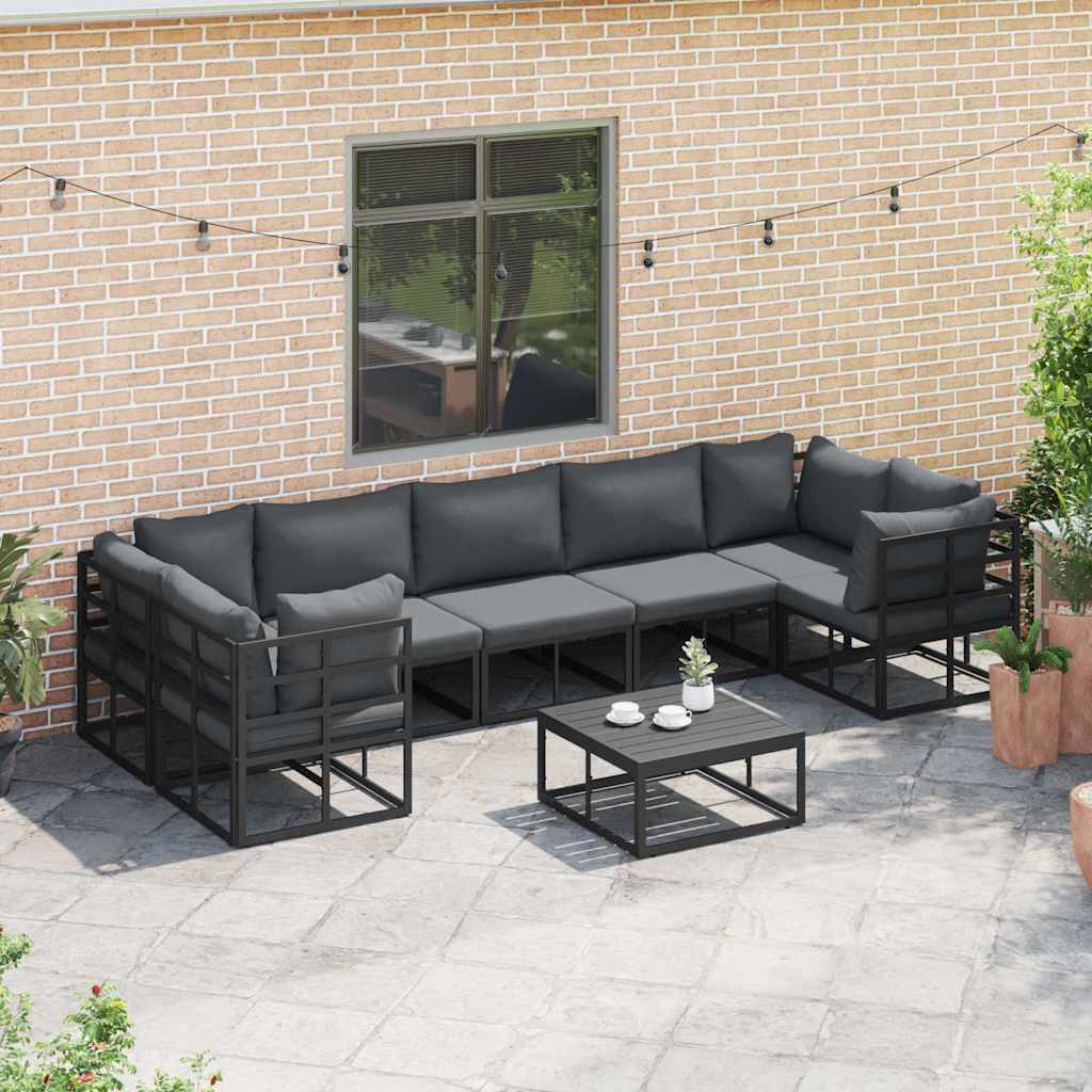 Sada Zahradních Pohovek 7 Ks Černá Hliník
