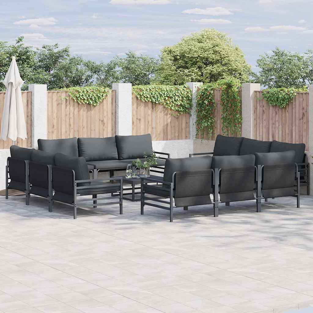 Sada Zahradních Pohovek 12 Ks Černá Ocel