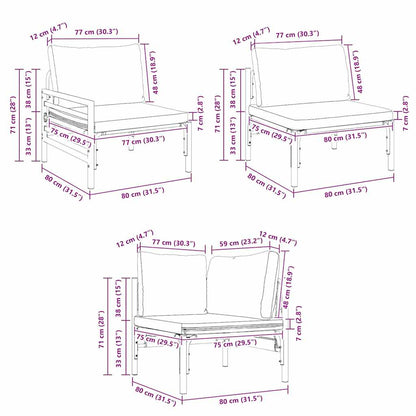 Sada Zahradních Pohovek 12 Ks Černá Ocel