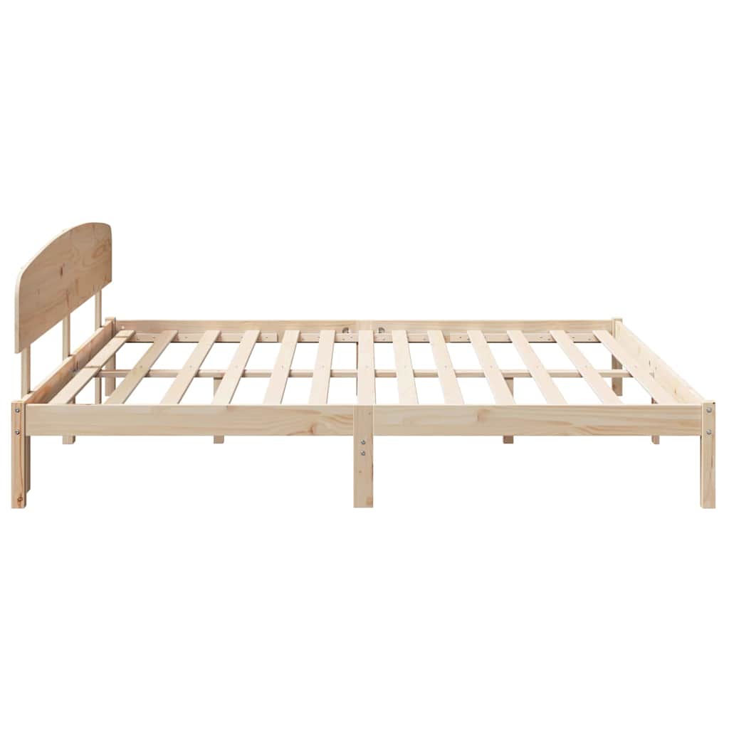 Rám Postele S Čelo Přírodní 200 X 200 Cm Masivní Borové Dřevo