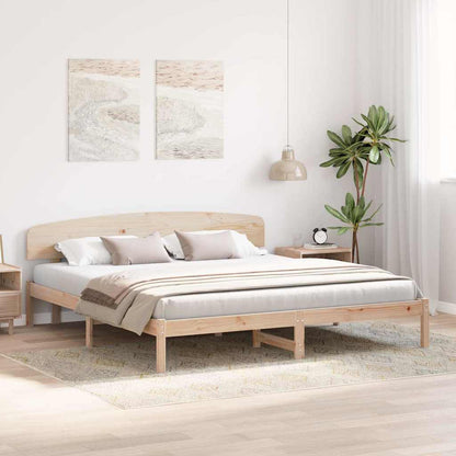 Rám Postele S Čelo Přírodní 180 X 200 Cm Masivní Borové Dřevo