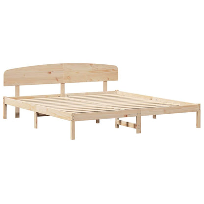 Rám Postele S Čelo Přírodní 180 X 200 Cm Masivní Borové Dřevo