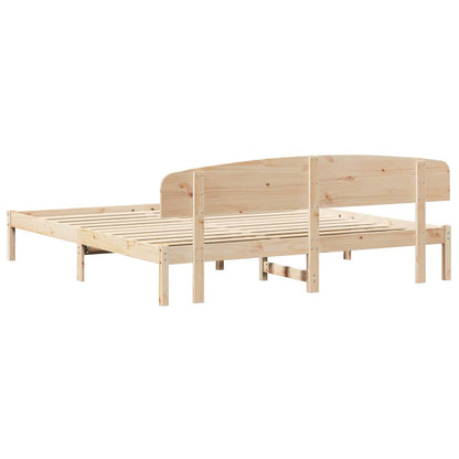 Rám Postele S Čelo Přírodní 180 X 200 Cm Masivní Borové Dřevo