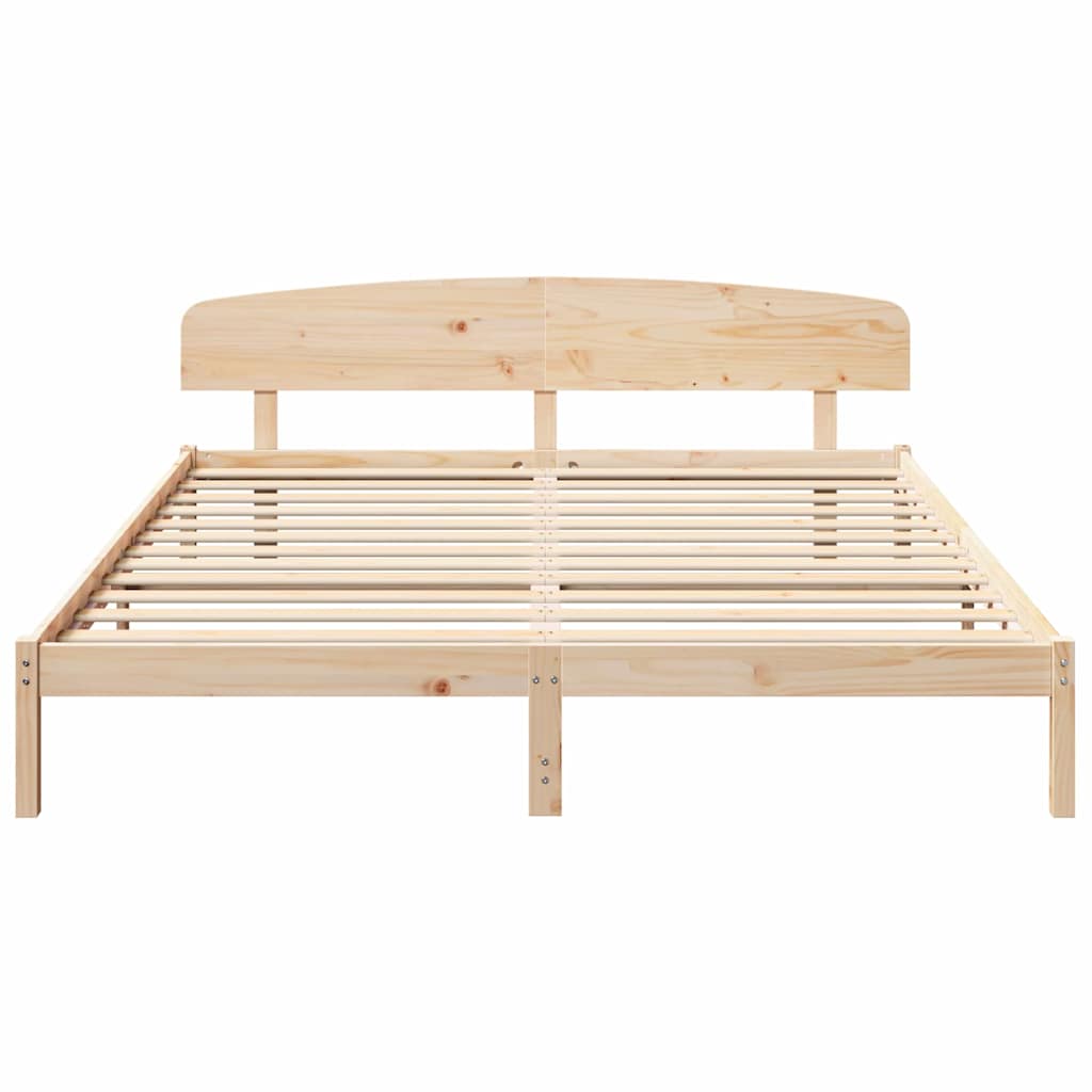 Rám Postele S Čelo Přírodní 180 X 200 Cm Masivní Borové Dřevo