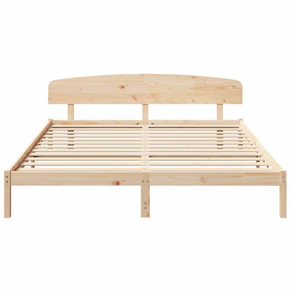 Rám Postele S Čelo Přírodní 180 X 200 Cm Masivní Borové Dřevo
