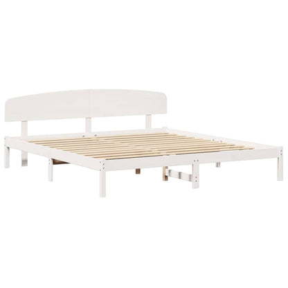 Rám Postele S Čelo Bílá 180 X 200 Cm Masivní Borové Dřevo