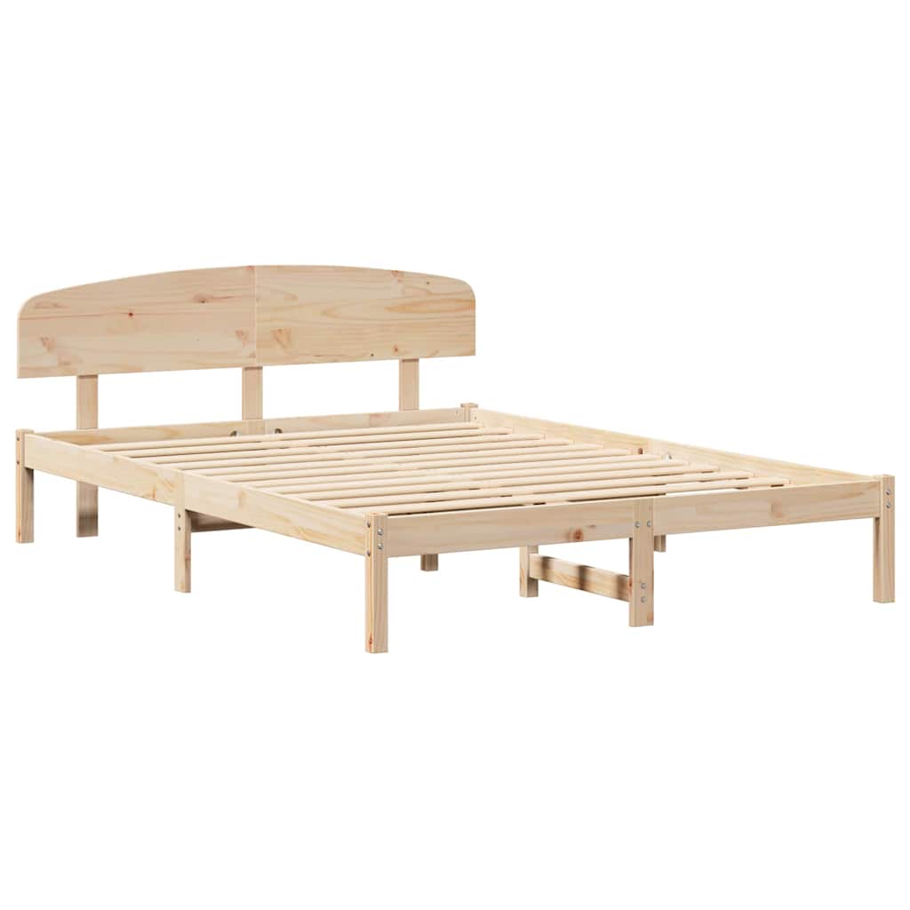 Rám Postele S Čelo Přírodní 160 X 200 Cm Masivní Borové Dřevo