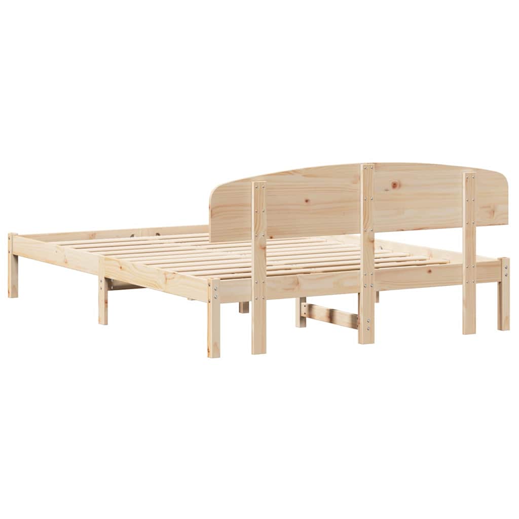 Rám Postele S Čelo Přírodní 160 X 200 Cm Masivní Borové Dřevo