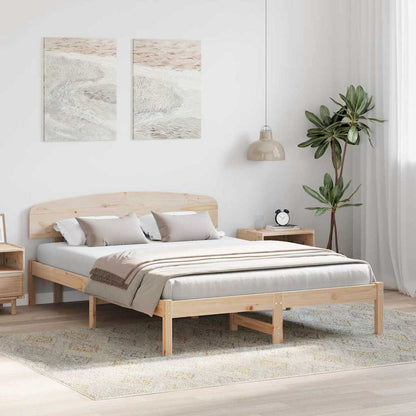Rám Postele S Čelo Přírodní 150 X 200 Cm Masivní Borové Dřevo