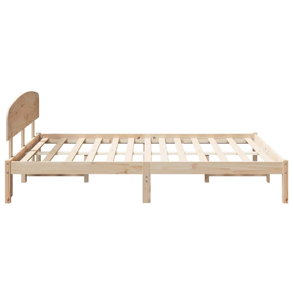 Rám Postele S Čelo Přírodní 150 X 200 Cm Masivní Borové Dřevo