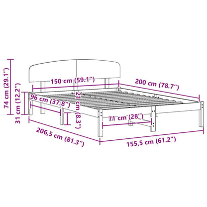 Rám Postele S Čelo Přírodní 150 X 200 Cm Masivní Borové Dřevo