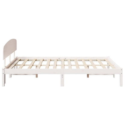 Rám Postele S Čelo Bílá 150 X 200 Cm Masivní Borové Dřevo