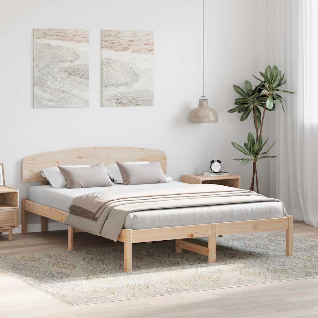 Rám Postele S Čelo Přírodní 140 X 200 Cm Masivní Borové Dřevo