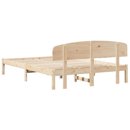 Rám Postele S Čelo Přírodní 140 X 200 Cm Masivní Borové Dřevo