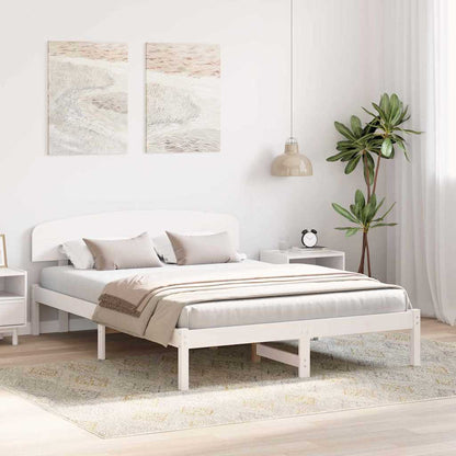 Rám Postele S Čelo Bílá 140 X 200 Cm Masivní Borové Dřevo