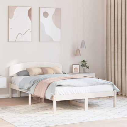 Rám Postele S Čelo Bílá 140 X 190 Cm Masivní Borové Dřevo