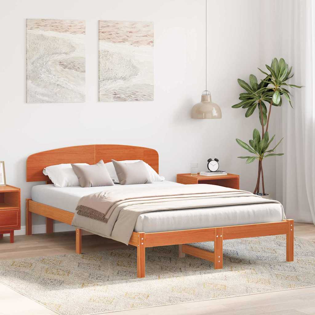 Rám Postele Voskově Hnědá 140 X 190 Cm Masivní Borové Dřevo