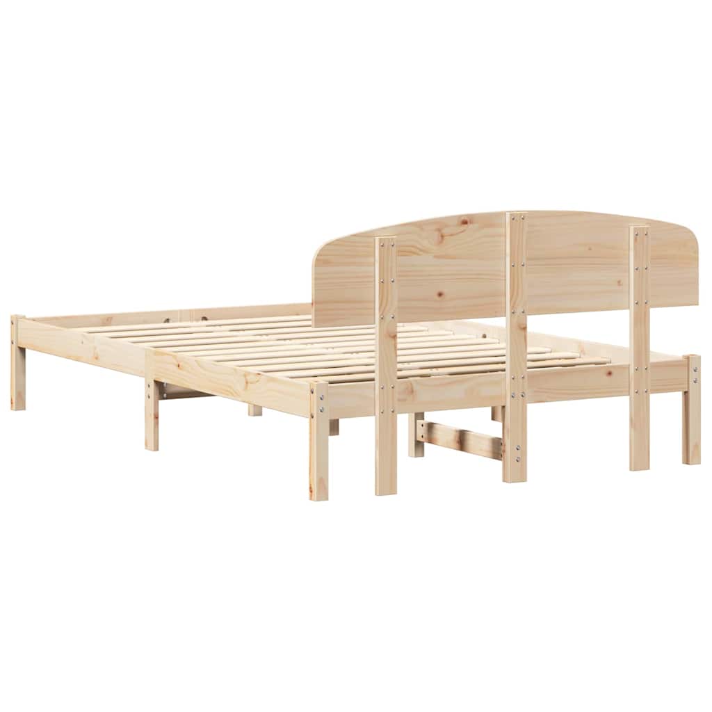 Rám Postele S Čelo Přírodní 135 X 190 Cm Masivní Borové Dřevo