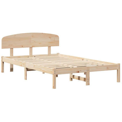 Rám Postele S Čelo Přírodní 120 X 190 Cm Masivní Borové Dřevo