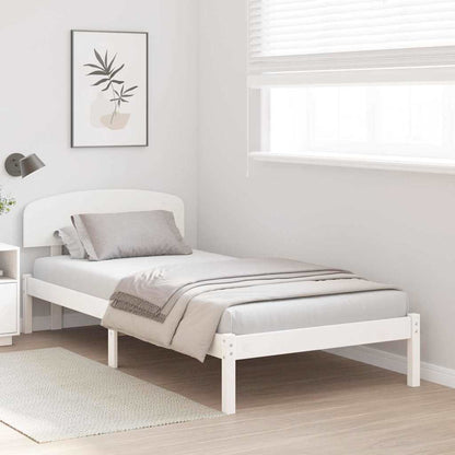 Rám Postele S Čelo Bílá 100 X 200 Cm Masivní Borové Dřevo