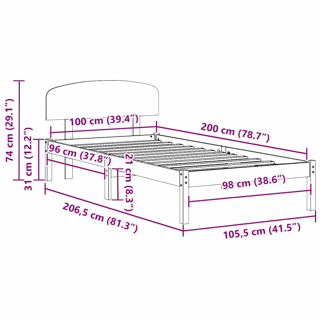 Rám Postele Voskově Hnědá 100 X 200 Cm Masivní Borové Dřevo