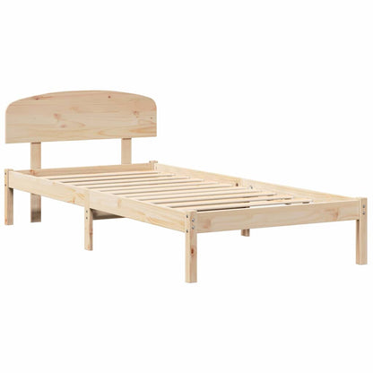 Rám Postele S Čelo Přírodní 90 X 200 Cm Masivní Borové Dřevo