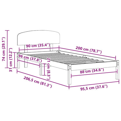 Rám Postele Voskově Hnědá 90 X 200 Cm Masivní Borové Dřevo