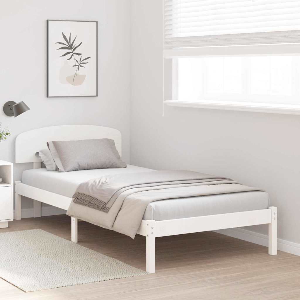 Rám Postele S Čelo Bílá 80 X 200 Cm Masivní Borové Dřevo