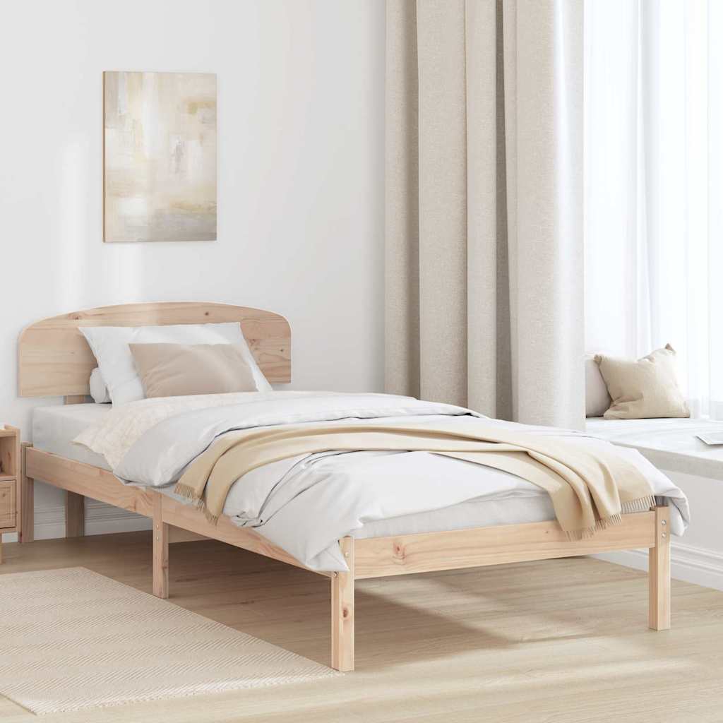 Rám Postele S Čelo Přírodní 90 X 190 Cm Masivní Borové Dřevo
